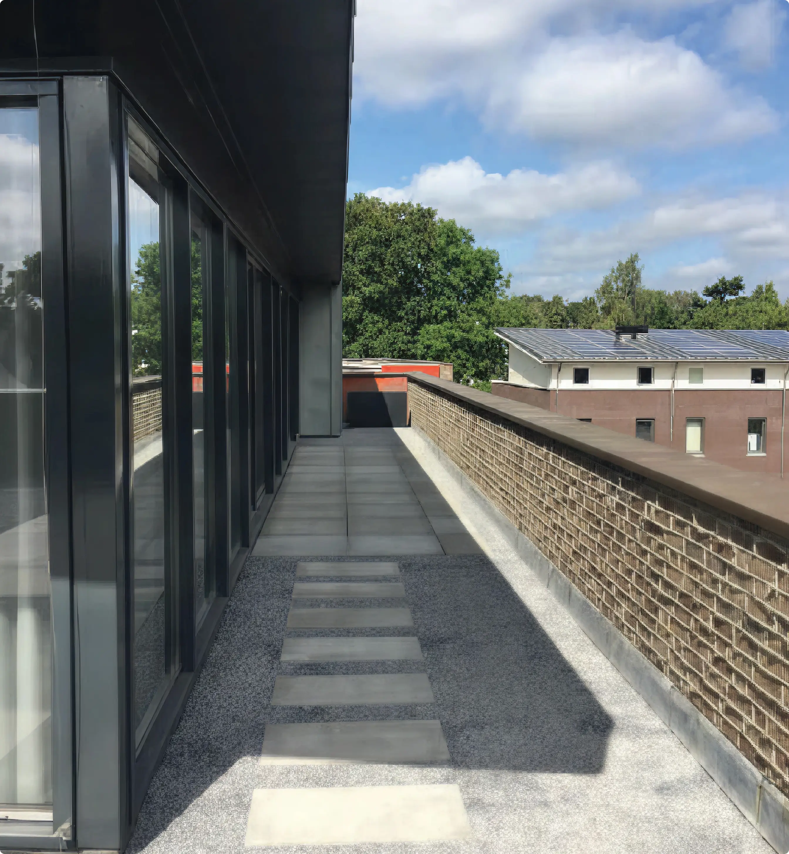 Terrace with stone tiles