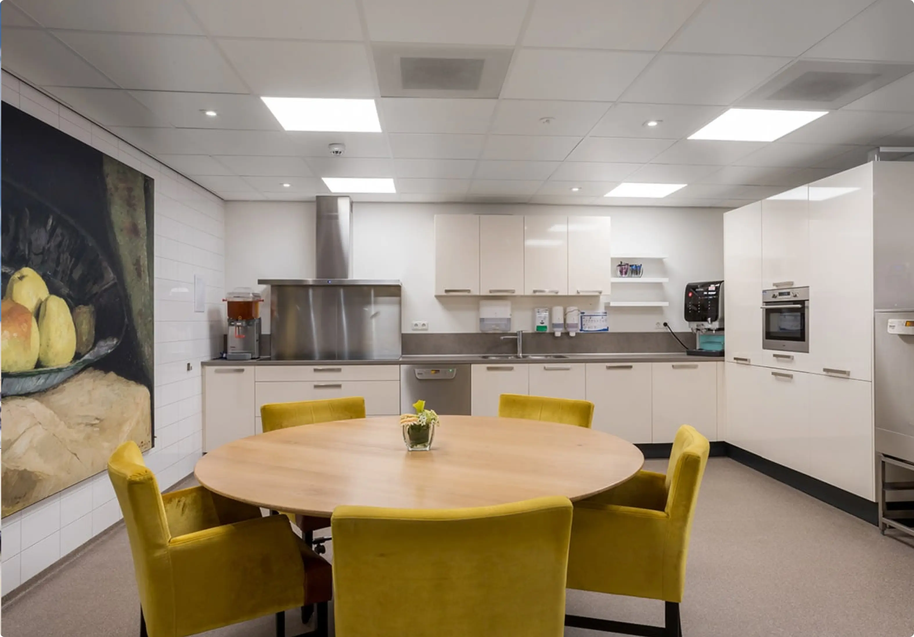 Modern kitchen with dining table 
